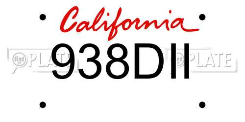 938DII California License Plate