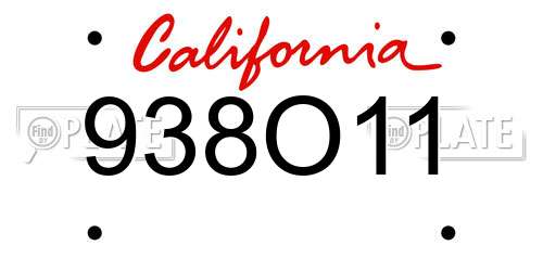 938O11 California License Plate