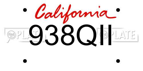 938QII California License Plate