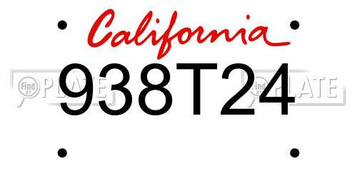 938T24 California License Plate