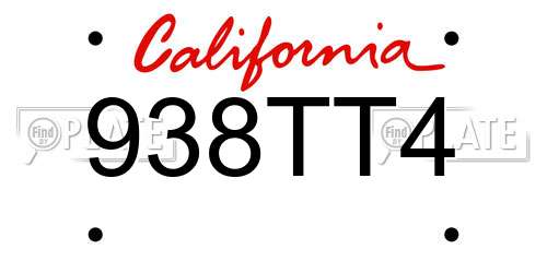 938TT4 California License Plate