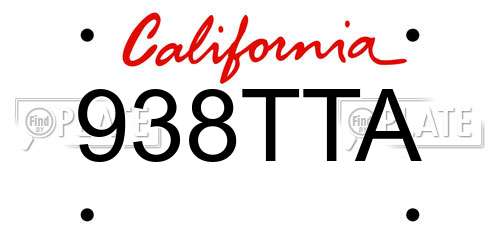 938TTA California License Plate