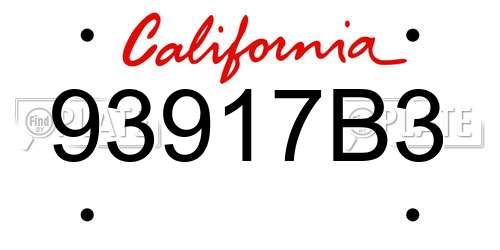 93917B3 California License Plate