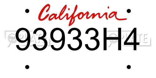 93933H4 California License Plate