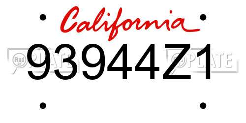 93944Z1 California License Plate