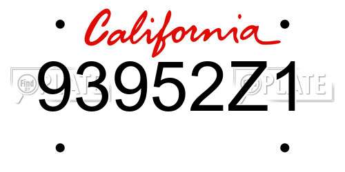 93952Z1 California License Plate