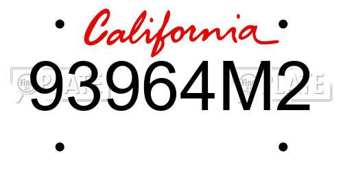 93964M2 California License Plate