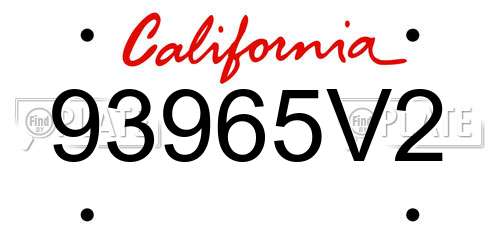 93965V2 California License Plate
