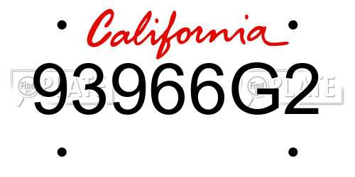 93966G2 California License Plate
