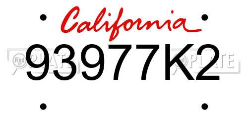 93977K2 California License Plate