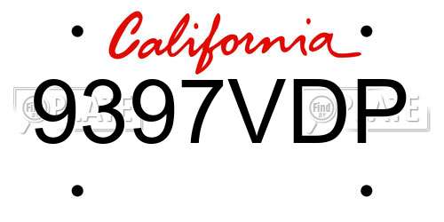 9397VDP California License Plate