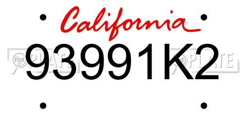 93991K2 California License Plate