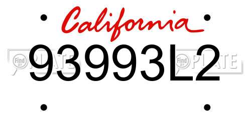 93993L2 California License Plate