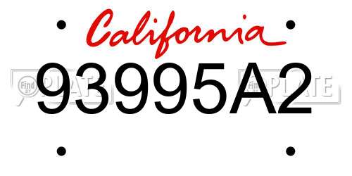 93995A2 California License Plate