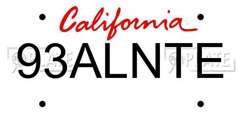 93ALNTE California License Plate
