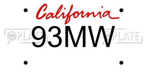 93MW California License Plate