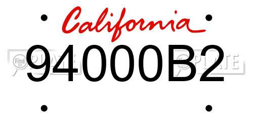 94000B2 California License Plate