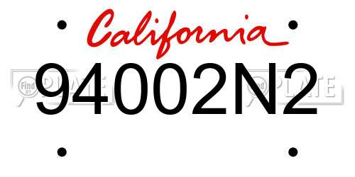 94002N2 California License Plate