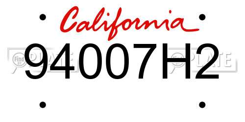 94007H2 California License Plate