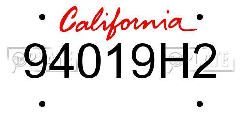 94019H2 California License Plate