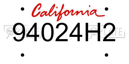 94024H2 California License Plate