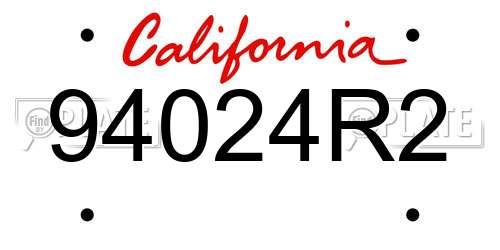 94024R2 California License Plate