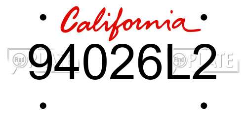 94026L2 California License Plate