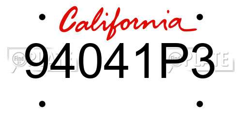 94041P3 California License Plate