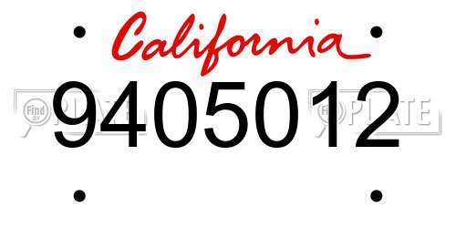 9405012 California License Plate