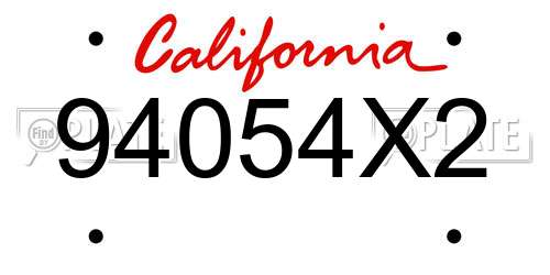 94054X2 California License Plate