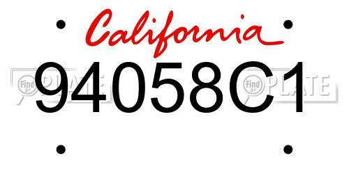 94058C1 California License Plate