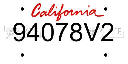 94078V2 California License Plate