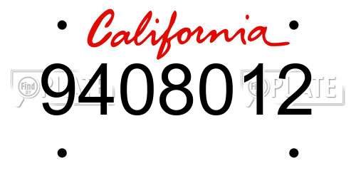 9408012 California License Plate