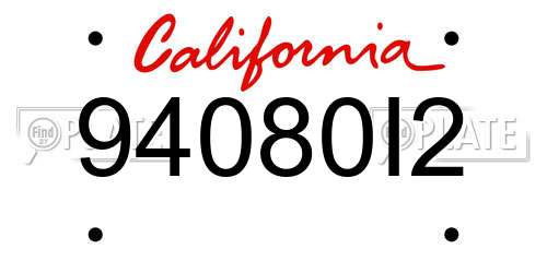 94080I2 California License Plate