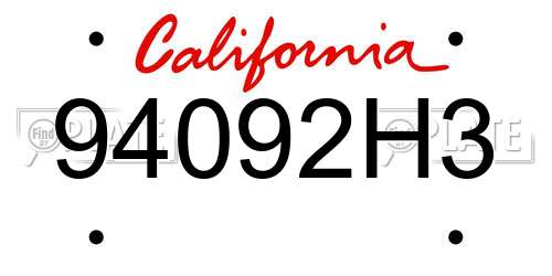 94092H3 California License Plate