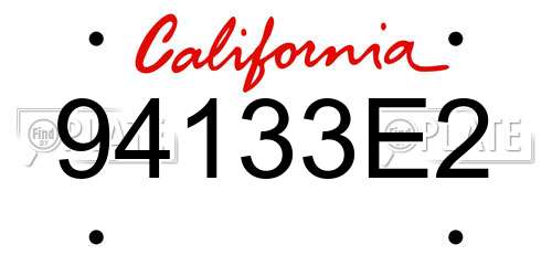 94133E2 California License Plate