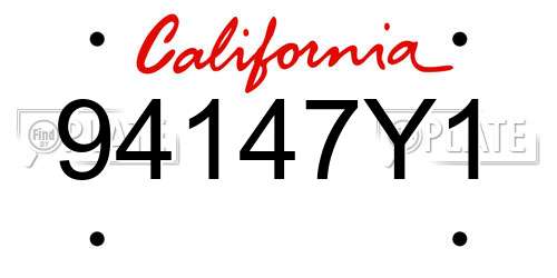 94147Y1 California License Plate