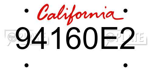 94160E2 California License Plate