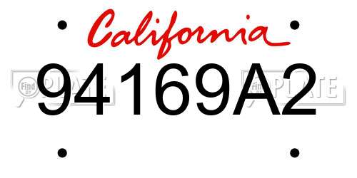 94169A2 California License Plate