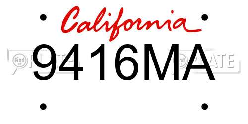 9416MA California License Plate