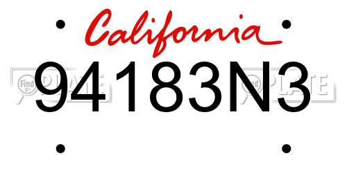 94183N3 California License Plate