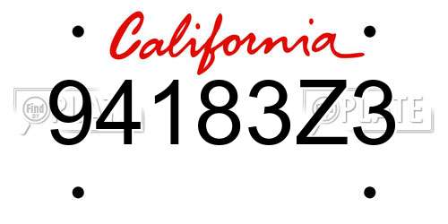94183Z3 California License Plate