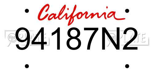 94187N2 California License Plate