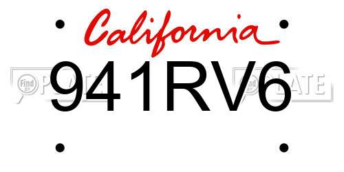 941RV6 California License Plate