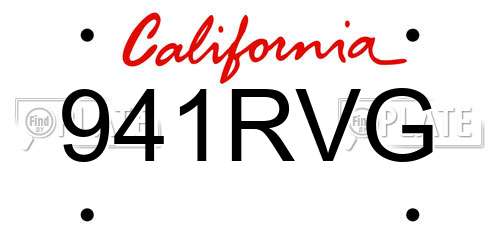941RVG California License Plate
