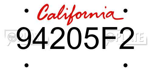 94205F2 California License Plate