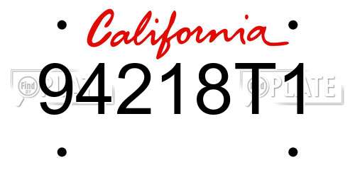 94218T1 California License Plate