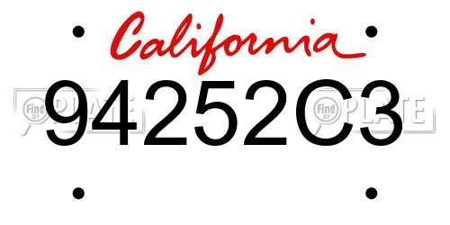 94252C3 California License Plate