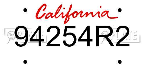 94254R2 California License Plate