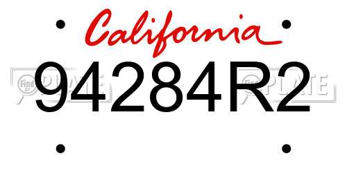 94284R2 California License Plate